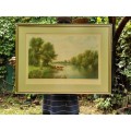 EDWARDS, Edwin - A June Morning [Country Scene] - (Old Framed Print of a Painting)