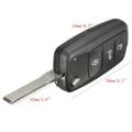 3 Button Remote Key FOB Shell Case+Uncut Blade For VW Polo
