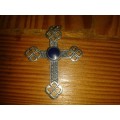 Sterling silver Lazarus Cross with Lapis Lazuli set stone