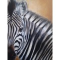 Zebra Oil Painting, Title `Think Beyond`