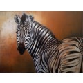 Zebra Oil Painting, Title `Think Beyond`