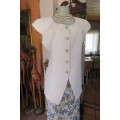Capped sleeve long button down top in mottled cream Princess style.Size 36/12.As new