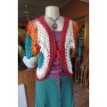 Multicolour bolero combination of knit and crochet stitching size 38/14 by 'Bellezza Signora'.