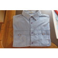 Blue classic fit Buffalo Creek Men's short sleeve shirt in size 2XL 100% cotton. Two front sleeves.