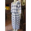 High quality dress by 'Paris Sport Club' size 32/8. Navy, light blue and white check pattern.