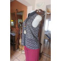 Cheeky patterned monochrome sleeveless top with black collar by `Audacity` in size 38/14. As new.
