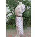Cool sleeveless vintage dress in ecru and white diagonal stripes size 40/16.