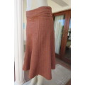 Totally on trend golden brick colour paneled skirt in kick out style. Textured polycotton size 36/12
