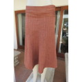 Totally on trend golden brick colour paneled skirt in kick out style. Textured polycotton size 36/12