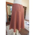 Totally on trend golden brick colour paneled skirt in kick out style. Textured polycotton size 36/12