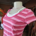 Sexy little capped sleeve top in horizontal stripes in pinks.Scooped neckline. Size 32/8.As new