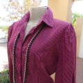 Pretty styled long sleeve blouse in magenta pink and black vertical stripes. By RT in size 38/14
