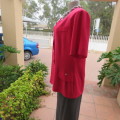 Elegant candy red short sleeve summer jacket. Collarless. Size 40/16 by `Merien Hall`. As new.