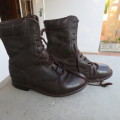 Pair soft top SADF genuine leather brown boots issued 2011 by DWS . Size 9 army size 277M. As new