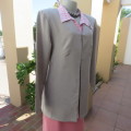 As new long vintage jacket in pale grey 100% polyester .V collarless neckline.Size 36/12 by TOPICS