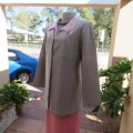 As new long vintage jacket in pale grey 100% polyester .V collarless neckline.Size 36/12 by TOPICS