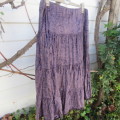 Glamorous dark mulberry colour tiered stretch velvet skirt size 40/16 by 'FOSHINI EXPRESS'. As new.