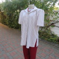 Casual short sleeve owner made shirt in white with red + blue stripes size 42/18. New condition.