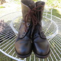 Pair SADF brown genuine leather boots size 7.5 issued 2009. Army size 262 W by DWS.