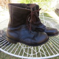 Pair SADF brown genuine leather boots size 7.5 issued 2009. Army size 262 W by DWS.