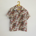 Cute short sleeve floral button down top with shirt collar for girl 7 to 8 years old. As new