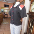 Cute black/red short sleeve button downtop with 2 dummy pockets.size 38/14 by `BOUCHARA As new.