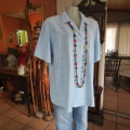 Casual short sleeve shirt in powder blue bubble polycotton+viscose blend size 42/18 by 'INSYNC'.