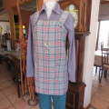 Tartan check tunic style pinafore top/short dress in grey, green and red size 34/10..As new.