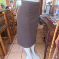 Elegant 80`s choc. brown paneled skirt in jersey size 32 by JENNY- LYNN.Calf length. As new