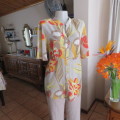 Cheerful PENNY C top in yellow,beige,red and orange floral design. Size 42/18. Very good cond.