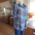 Stunning fully embroidered top in medley of blues. Button down Size 36/12. By ML CLASSICS. As new.