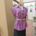 Summer top in violet pink and white check Size 44/20 by INSYNC. Tiny capped sleeves.As new