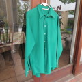 Men`s grass green long sleeve durable work shirt. Size L-chest 120cm. Used but good for everyday use