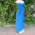 Magnificent long peacock blue evening dress made by boutique in Thailand. Size 34/10. New.
