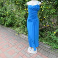 Magnificent long peacock blue evening dress made by boutique in Thailand. Size 34/10. New.