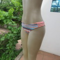 Bathing suite bikini  bottom in blue, white and peach graphic pattern, Sie 32/8. By `MRP`. As new.