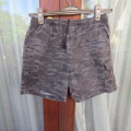 Boy`s black/grey camo shorts in strong cottton with elasticated waist size 13 to 14 years. As new.