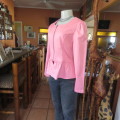 Peplum zip-up long sleeve stretch cotton top in salmon pink. Size 34 loose. 36 tight. By RT.As new