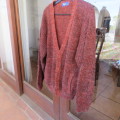 Handsome men`s double knit rust/black button down cardigan size Large by BELJOHN.New condition