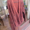 Handsome men`s double knit rust/black button down cardigan size Large by BELJOHN.New condition