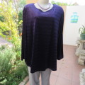 Dark purple loose hanging long sleeve polyester velvet top by DONNA CLAIRE size 48/24.