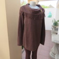 Fabulous acrylic doubleknit slip over cardigan in golden brown with some shine.Size 42/18. As new