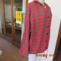 Tartan check long sleeve hooded jacket in red,blue,yellow and white. By ANLEO. Size 48 to 50