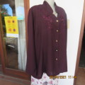 Stunning red wine colour long sleeve jacket with floral embroidery by QUIZ in size 48/24. As new