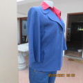 Flattering indigo blue open jacket in linen/rayon blend.One button. Size 34/10 by WOOLWORTHS.As new
