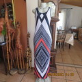 Look at me maxi dress in polyester stretch with red,black and white pattern.Size 32/8 by NETWORK