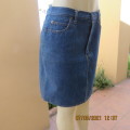 Chic blue denim jeans knee lenght skirt by TIFFANY size 38/14. Yoked back. New condition