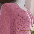Fabulous mauve colour acrylic knit short raglan sleeve top size 42/18.Lace patterned front.As new