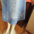Blue fashion denim skirt in 100% cotton by ML Classics size 36/12.Embellished border. As new.