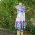 Summer dream dress by INWEAR size 34/10.Strapless with empire waist in white with purple.turquoise.
